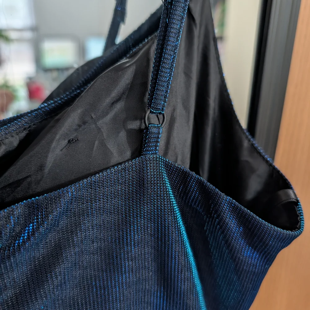 B. Darlin Black and Blue Shimmer Dress With Slit Prom Or MOB - Picture 8 of 11